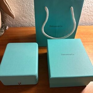 Tiffany & Co. 18K white gold diamond small T smile pendant necklace